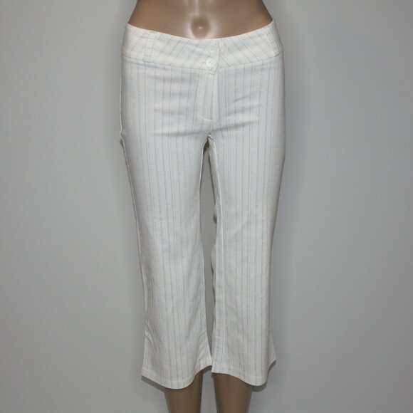New Tower Women's Low-Rise Capri Pants in White with Metallic Stripes size Large - Picture 3 of 7